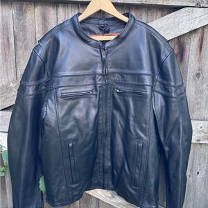 Milwaukee Leather Platinum Men's Heavy Leather Jacket Zip-Out Liner‎ Black ~ XXL